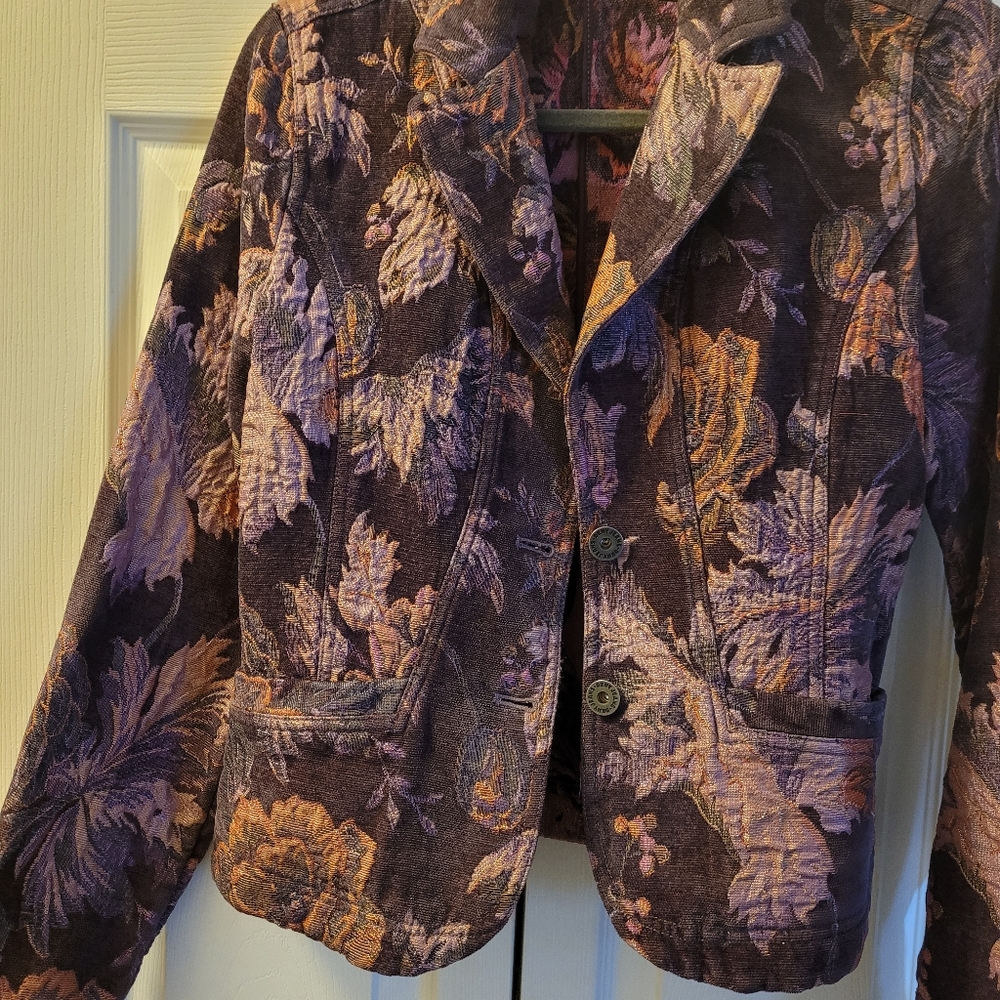 DKNY Purple Brocade Blazer Jacket, Small